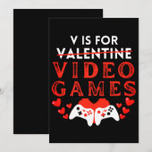 V is voor videogames Funny Valentijnsdag Gamer (Voorkant / Achterkant)