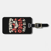 V is voor videogames Funny Valentijnsdag Gamer Bagagelabel (Voorkant horizontaal)