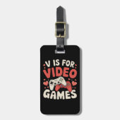 V is voor videogames Funny Valentijnsdag Gamer Bagagelabel (Voorkant verticaal)