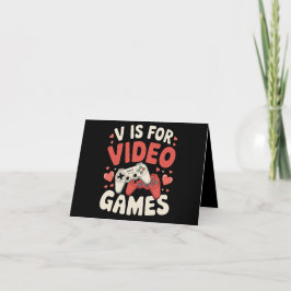 V is voor videogames Funny Valentijnsdag Gamer Bedankkaart