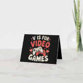 V is voor videogames Funny Valentijnsdag Gamer Bedankkaart (Voorkant)