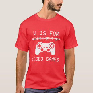 V is voor videogames Funny Valentijnsdag Gamer Bo T-shirt