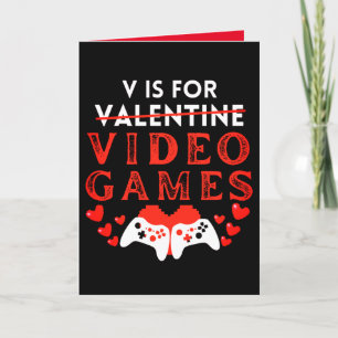 V is voor videogames Funny Valentijnsdag Gamer Feestdagen Kaart