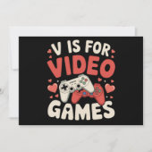 V is voor videogames Funny Valentijnsdag Gamer Kaart (Voorkant)