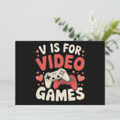 V is voor videogames Funny Valentijnsdag Gamer Kaart (Staand voorkant)