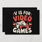 V is voor videogames Funny Valentijnsdag Gamer Kaart (Voorkant / Achterkant)