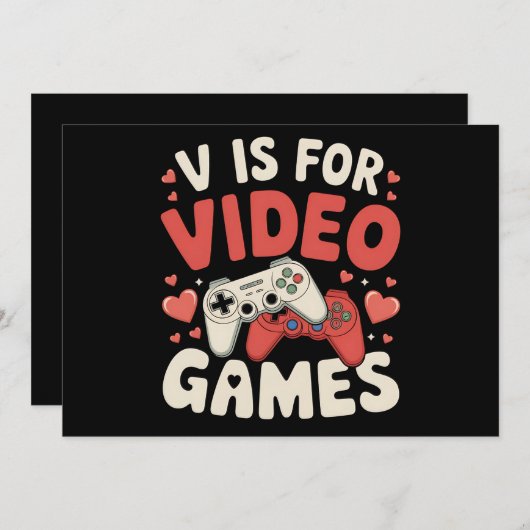 V is voor videogames Funny Valentijnsdag Gamer Kaart (Voorkant / Achterkant)