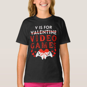 V is voor videogames Funny Valentijnsdag Gamer T-shirt