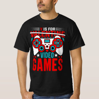 V is voor videogames Funny Valentijnsdag Gamer T-shirt