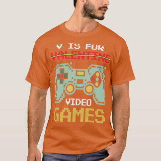 V is voor videogames Funny Valentijnsdag Gamer T-shirt