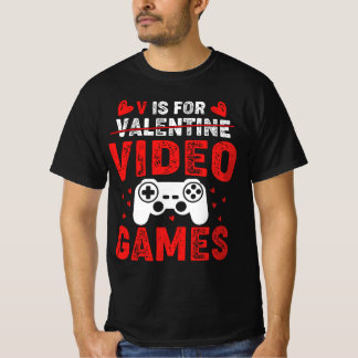 V is voor videogames Funny Valentijnsdag Gamer T-shirt