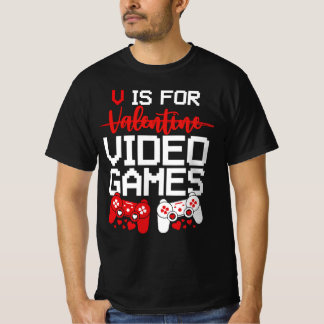 V is voor videogames Funny Valentijnsdag Gamer T-shirt