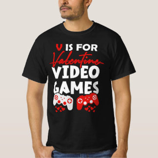 V is voor videogames Funny Valentijnsdag Gamer T-shirt