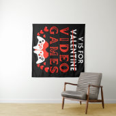 V is voor videogames Funny Valentijnsdag Gamer Wandkleed (In Situ (horizontaal))