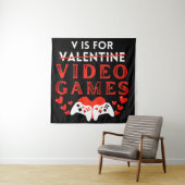 V is voor videogames Funny Valentijnsdag Gamer Wandkleed (In situ)