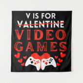 V is voor videogames Funny Valentijnsdag Gamer Wandkleed (Voorkant)