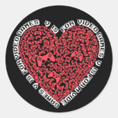 V is voor videogames Funny Valentijnsdag Mosaic Ronde Sticker (Voorkant)