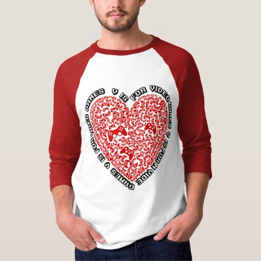 V is voor videogames Funny Valentijnsdag Mosaic T-shirt (Voorkant)