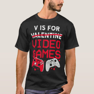 V is voor videogames Funny Valentijnse gamer Boy T-shirt