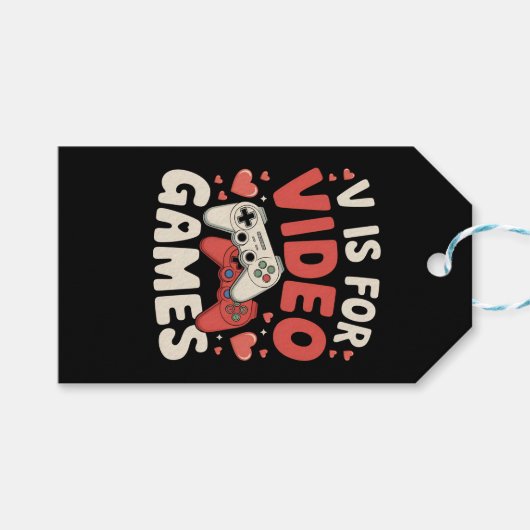 V is voor videogames Funny Valentines Day Gamer Cadeaulabel (Voorkant (Horizontaal))