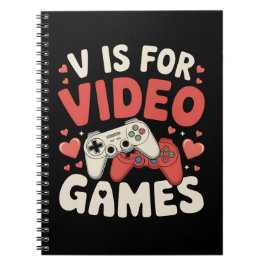 V is voor videogames Funny Valentines Day Gamer Notitieboek