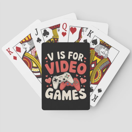 V is voor videogames Funny Valentines Day Gamer Pokerkaarten (Achterkant)
