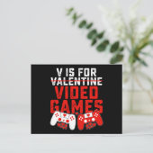V is voor videogames gaming gamer Valentijnsdag Briefkaart (Staand voorkant)