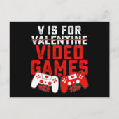 V is voor videogames gaming gamer Valentijnsdag Briefkaart (Voorkant)