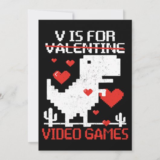 V is voor videogames grappige dinosaurus t rex val kaart (Voorkant)