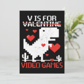 V is voor videogames grappige dinosaurus t rex val kaart (Staand voorkant)