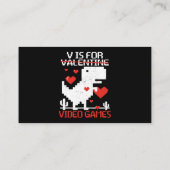 V is voor videogames grappige dinosaurus t rex val visitekaartje (Achterkant)