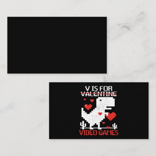 V is voor videogames grappige dinosaurus t rex val visitekaartje (Voorkant / Achterkant)