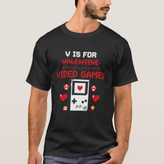 V is voor videogames | Retro Pixel Art Gamer Valen T-shirt