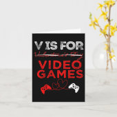 V is voor videogames Shirt Gamer Valentijns Kaart (Gele Bloem)