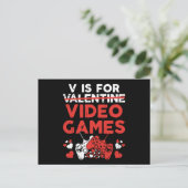V is voor videogames Valentijn gamer Briefkaart (Staand voorkant)