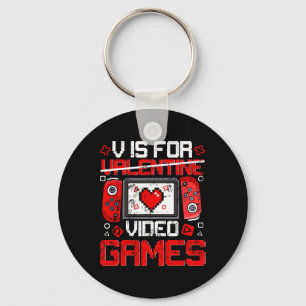 V is voor videogames Valentijn Gamer Valen Sleutelhanger