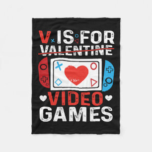 V is voor videogames Valentijn Gamer Valentijnse D Fleece Deken