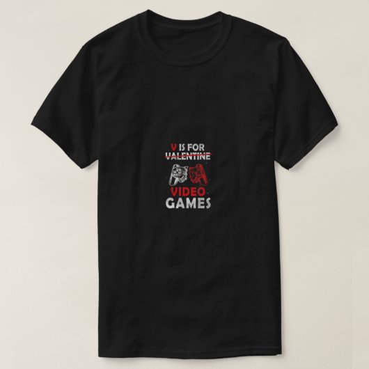 V is voor videogames Valentijnsdag gamer Boy Manne T-shirt (Design voorkant)
