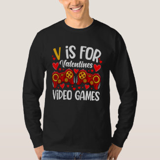 V is voor videogames Valentijnsdag Gamer Mannen Ti T-shirt