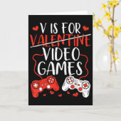 V is voor videogames valentijnsdag Gamer Valentijn Kaart (Gele Bloem)