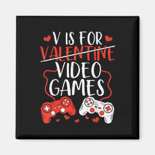 V is voor videogames Valentijnsdag gamer Valentijn Magneet