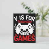 V is voor VideoSpelen met Valentijn uitgereden Briefkaart (Staand voorkant)