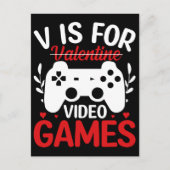V is voor VideoSpelen met Valentijn uitgereden Briefkaart (Voorkant)