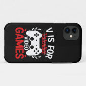 V is voor VideoSpelen met Valentijn uitgereden Case-Mate iPhone Case (Achterkant (horizontaal))