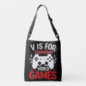 V is voor VideoSpelen met Valentijn uitgereden Crossbody Tas (Achterkant)