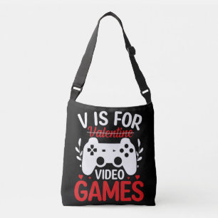 V is voor VideoSpelen met Valentijn uitgereden Crossbody Tas