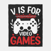 V is voor VideoSpelen met Valentijn uitgereden Fleece Deken (Voorkant)