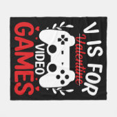 V is voor VideoSpelen met Valentijn uitgereden Fleece Deken (Voorkant (Horizontaal))