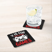 V is voor VideoSpelen met Valentijn uitgereden Kartonnen Onderzetters (Insitu)