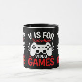 V is voor VideoSpelen met Valentijn uitgereden Mok (Midden)